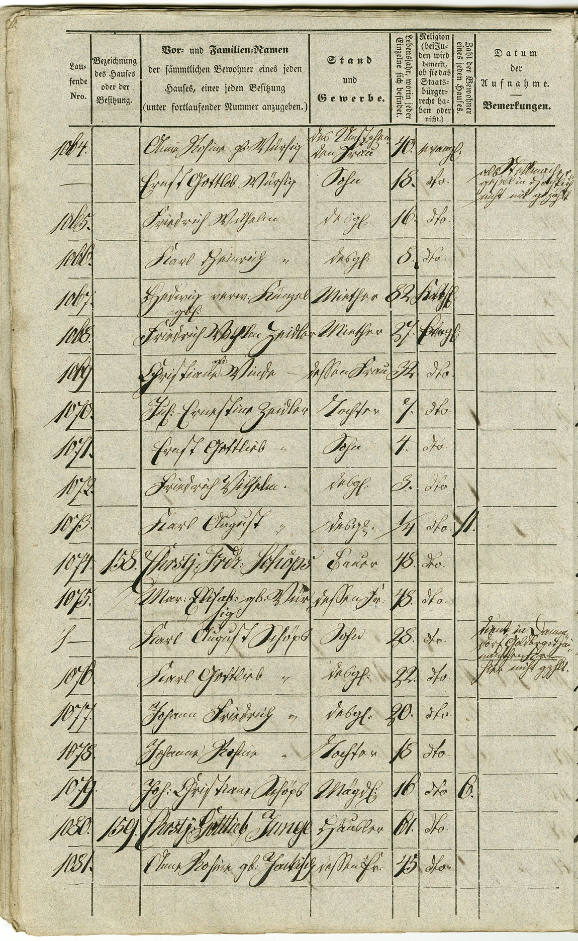 Waldau Einwohnerverzeichnis 1843 Seite 060