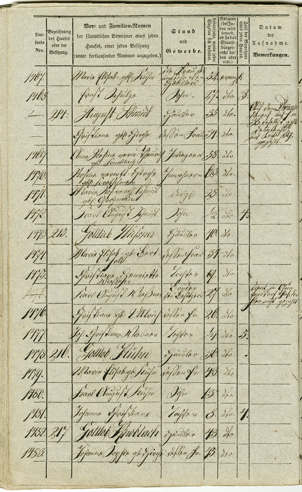 Waldau Einwohnerverzeichnis 1843 Seite 082